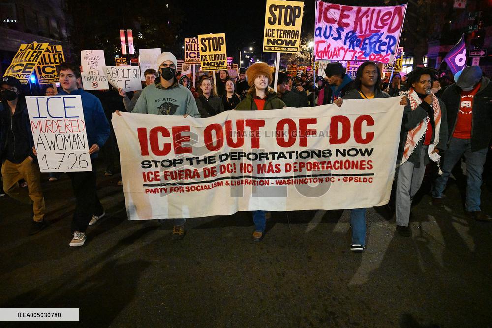 Protesters demonstrate against raids conducted by the US Immigration and Customs Enforcement (ICE)  OD