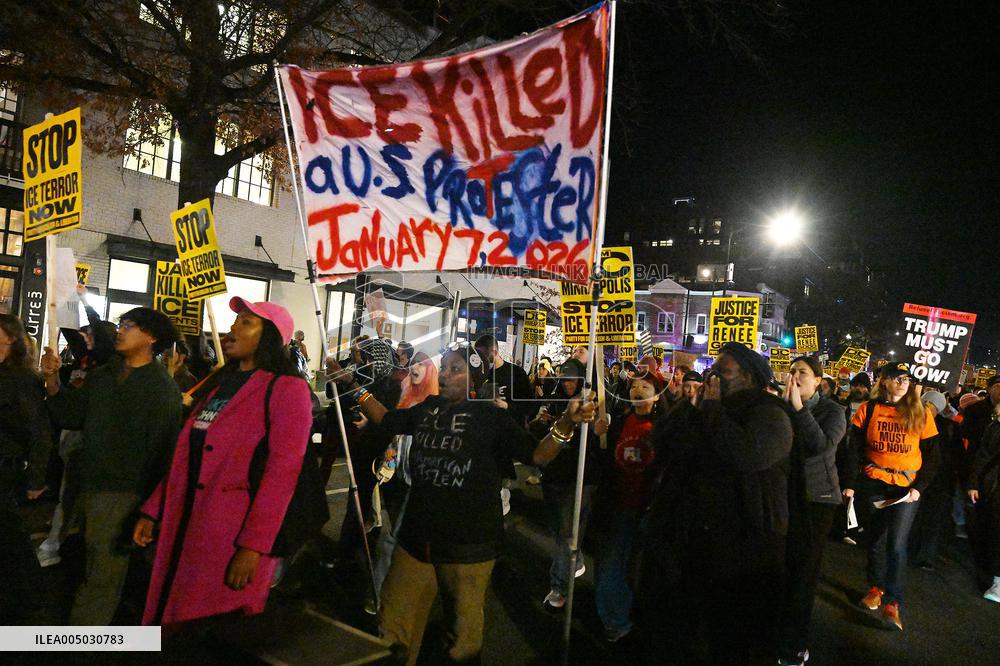Protesters demonstrate against raids conducted by the US Immigration and Customs Enforcement (ICE)  OD