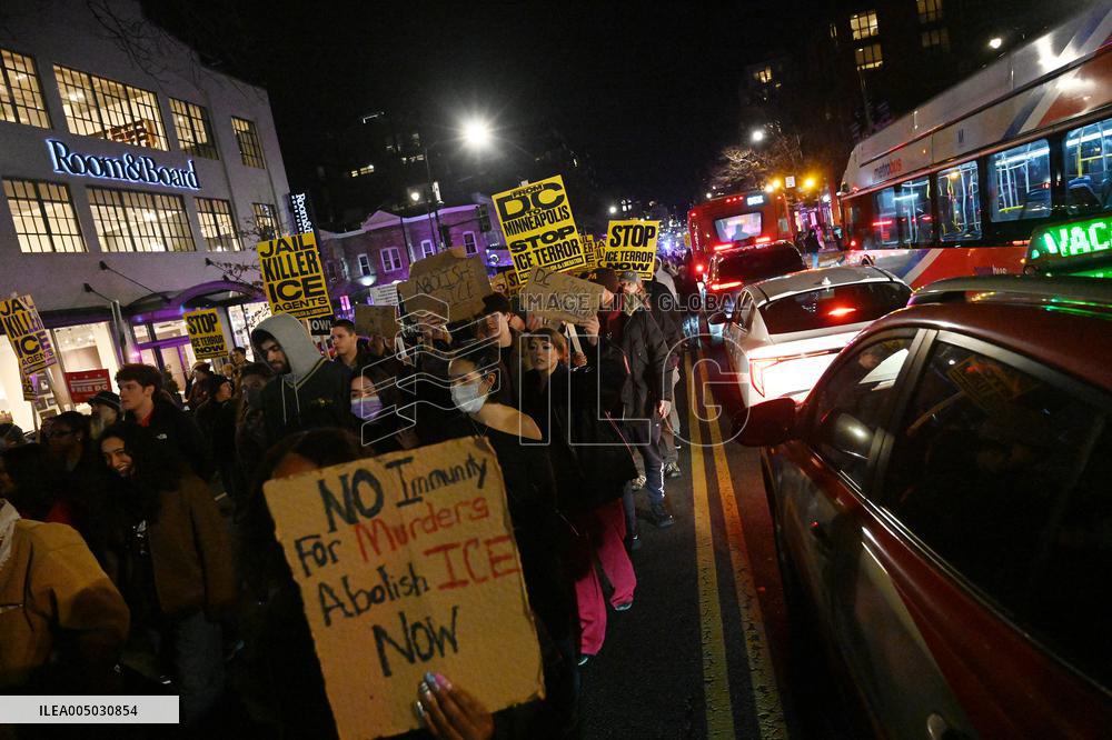 Protesters demonstrate against raids conducted by the US Immigration and Customs Enforcement (ICE)  OD
