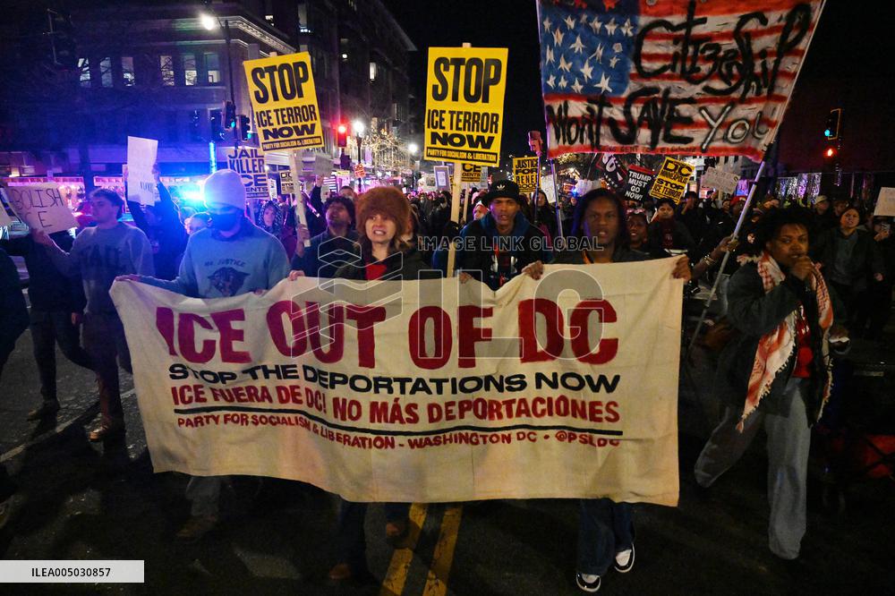 Protesters demonstrate against raids conducted by the US Immigration and Customs Enforcement (ICE)  OD