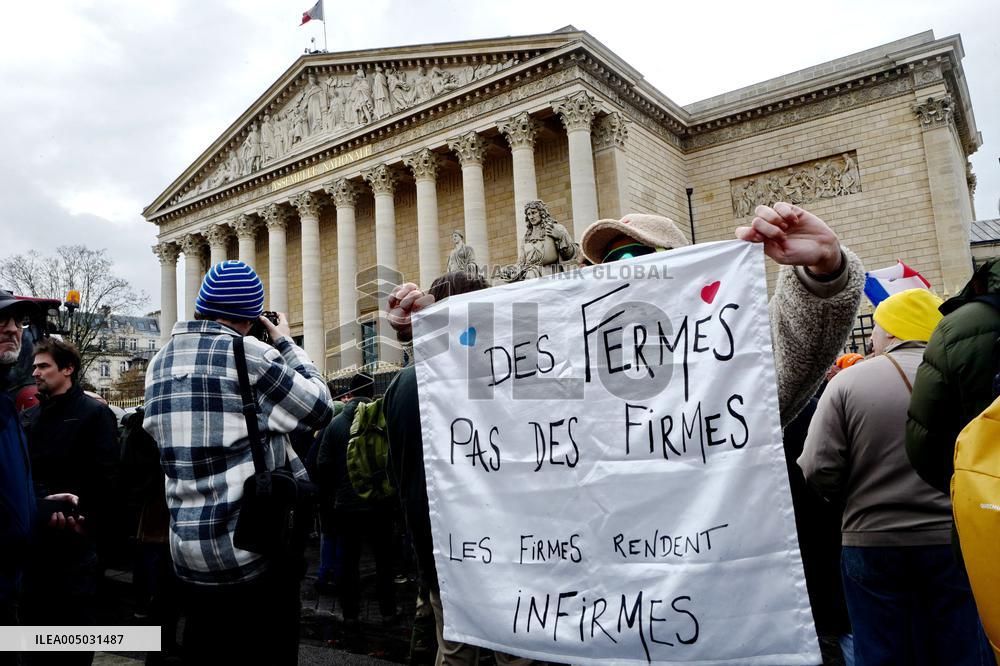 Farmers Protest In Front Of The National Assembly - Paris
