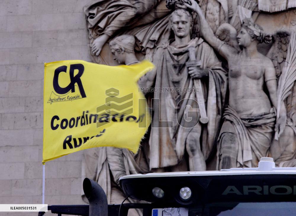 Several Dozen Farmers From The Coordination Rurale Arriving In Paris