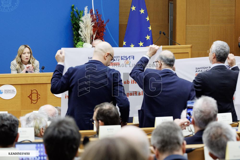 Giorgia Meloni At New Year Press Conference - Rome