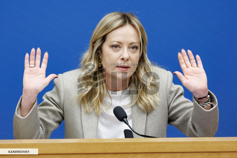 Giorgia Meloni At New Year Press Conference - Rome