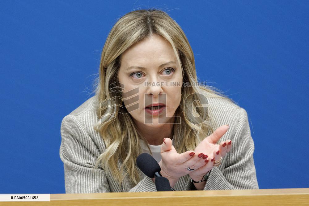 Giorgia Meloni At New Year Press Conference - Rome