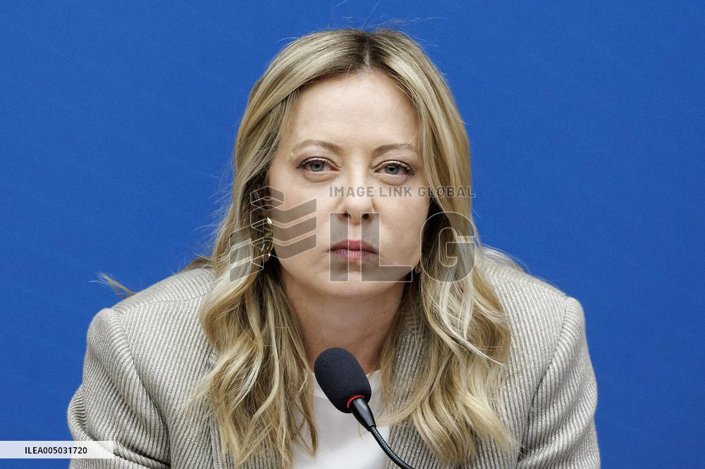 Giorgia Meloni At New Year Press Conference - Rome