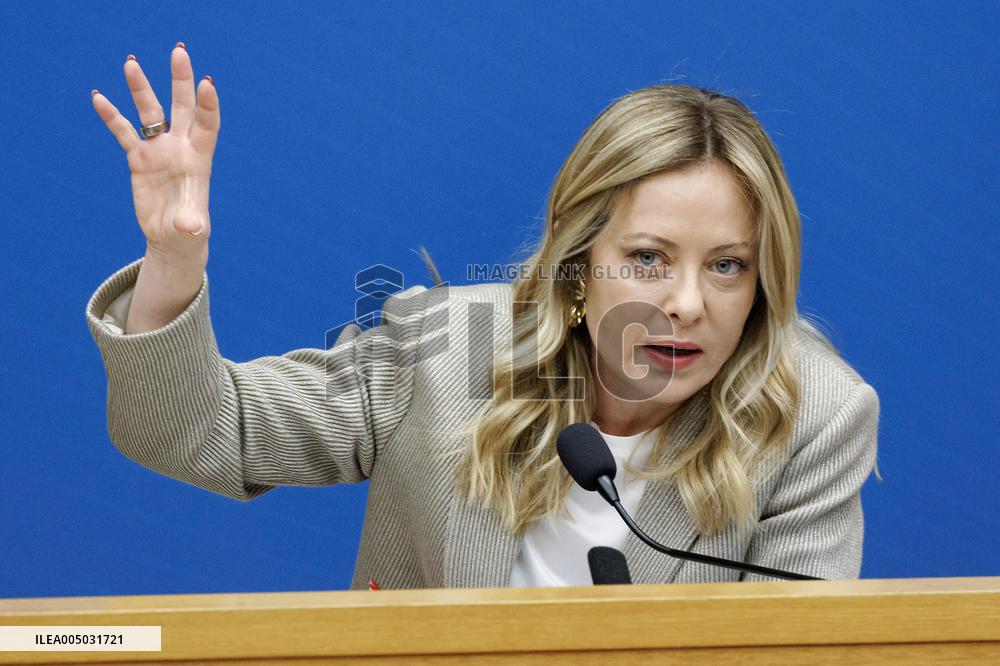 Giorgia Meloni At New Year Press Conference - Rome