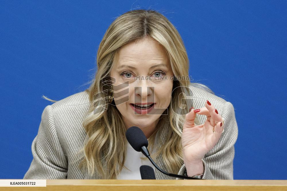 Giorgia Meloni At New Year Press Conference - Rome