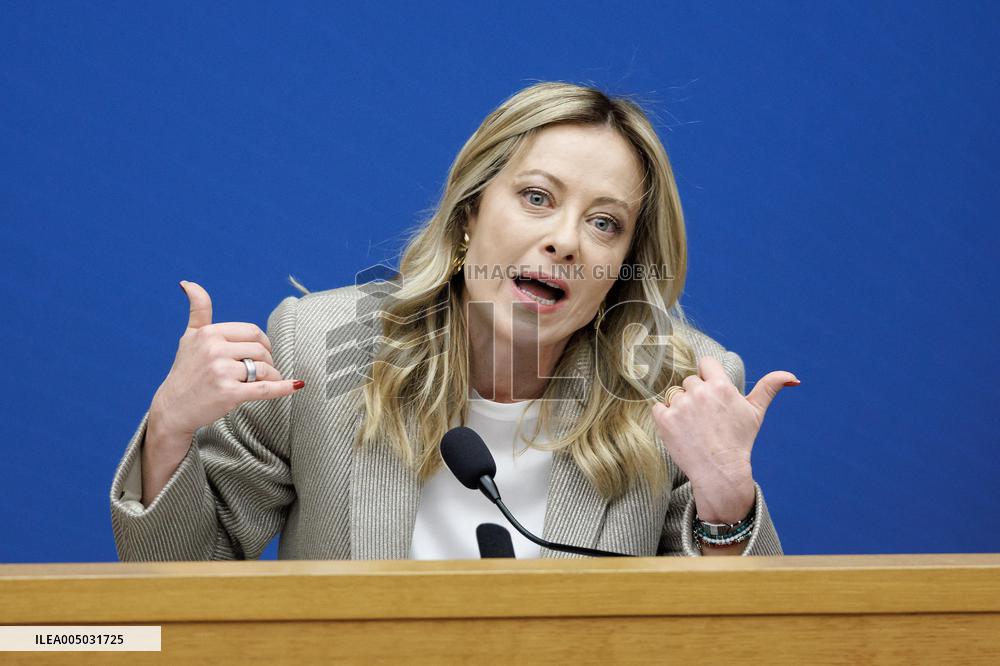 Giorgia Meloni At New Year Press Conference - Rome