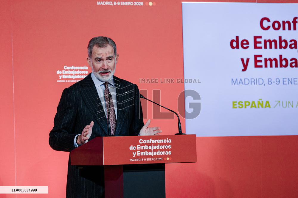 King Felipe Closes The X Conference Of Ambassadors Of Spain - Madrid