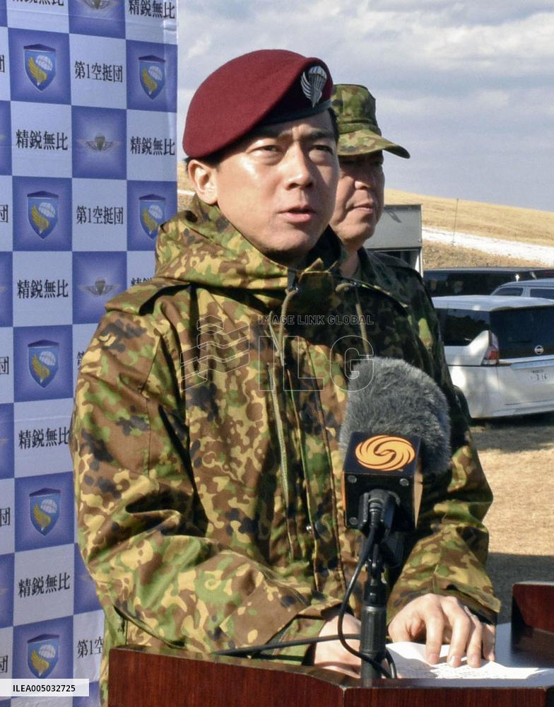Japan defense chief visits training field in Chiba Pref.