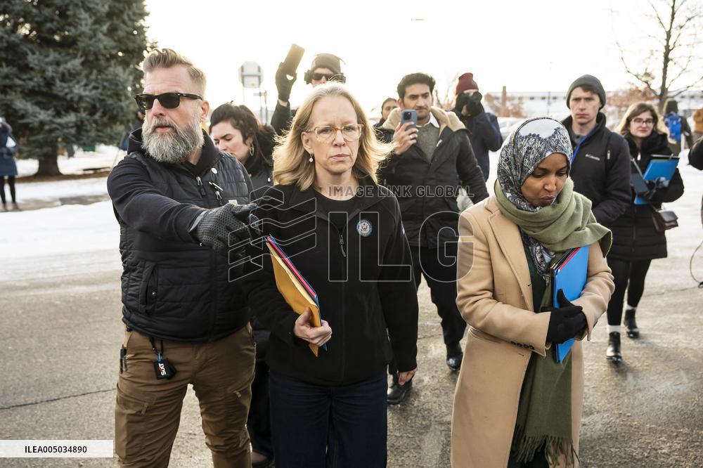 Kelly Morrison And Ilhan Omar At Federal Building - Minneapolis