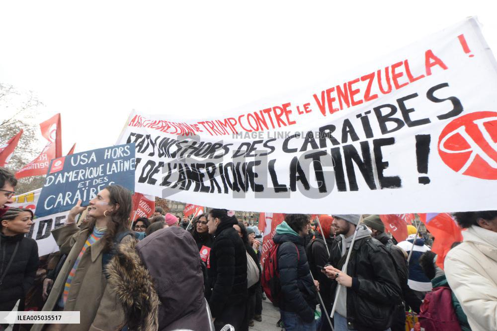Rally Against US Intervention In Venezuela - Paris
