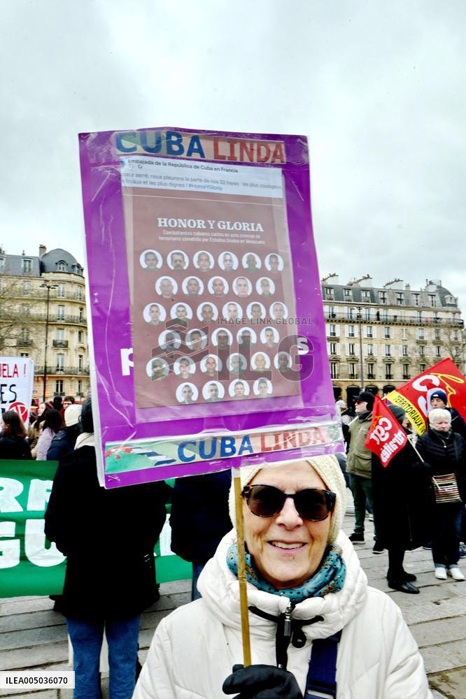 Rally Against US Intervention In Venezuela - Paris