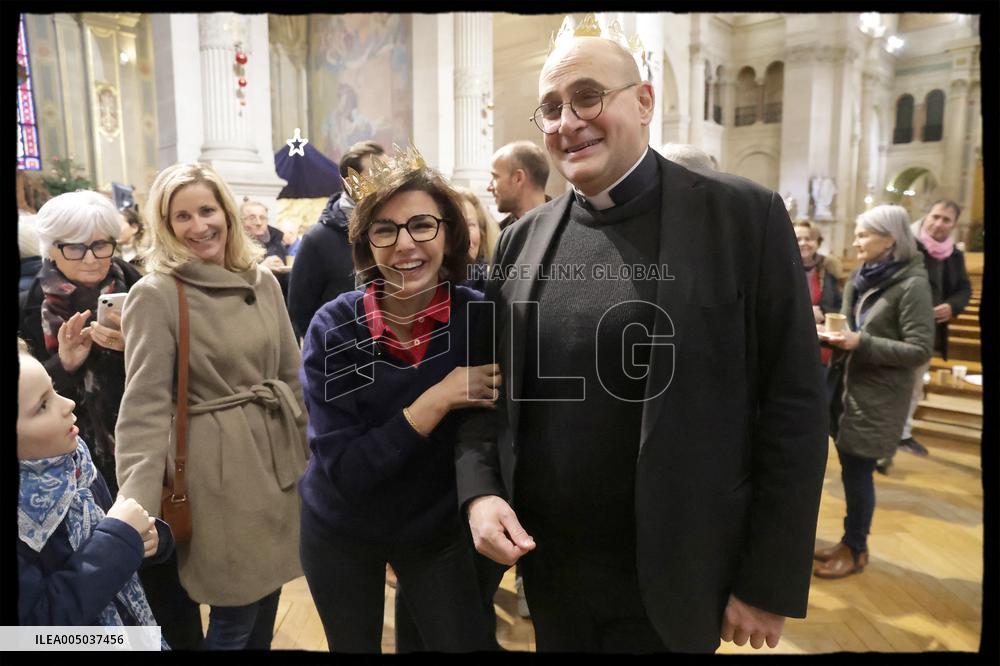 Exclusive - Rachida Dati at Galette Des Rois Celebration in Eglise Saint Francois Xavier - Paris