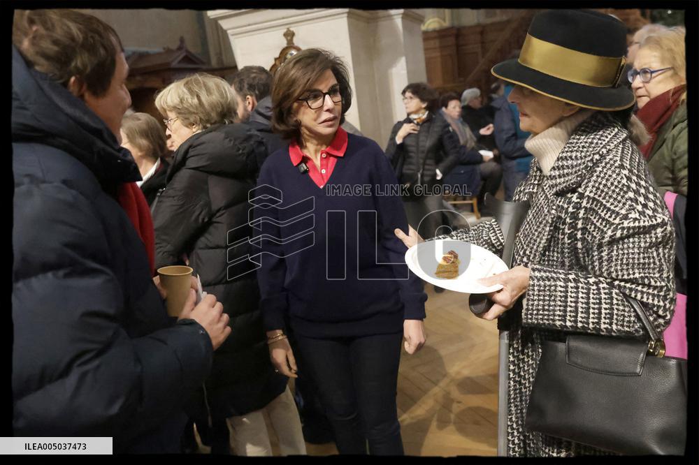 Exclusive - Rachida Dati at Galette Des Rois Celebration in Eglise Saint Francois Xavier - Paris