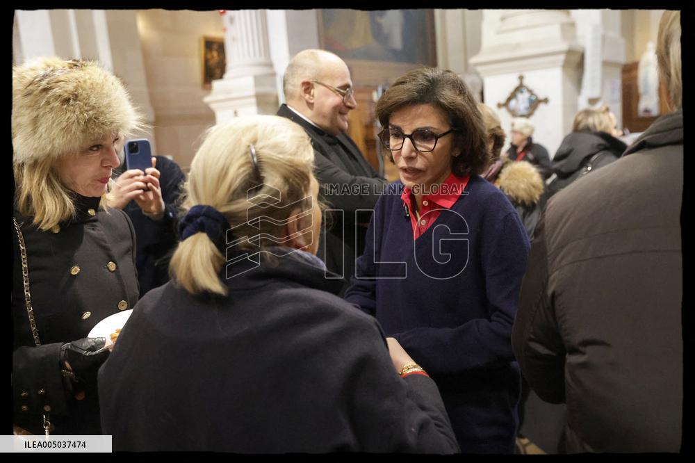 Exclusive - Rachida Dati at Galette Des Rois Celebration in Eglise Saint Francois Xavier - Paris