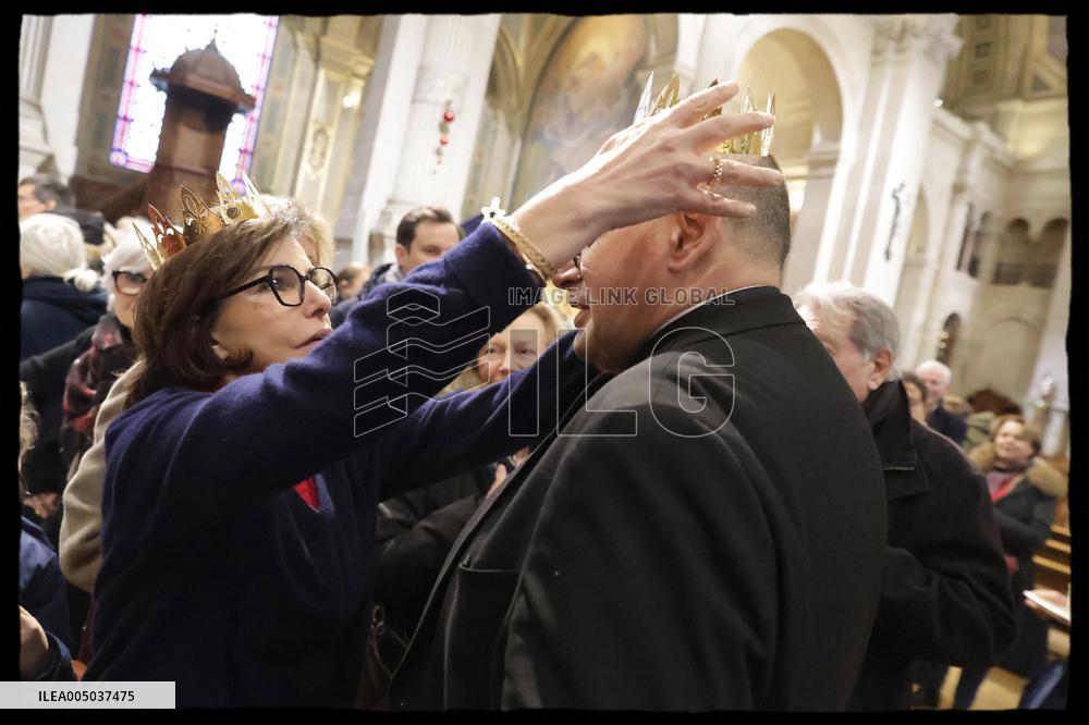 Exclusive - Rachida Dati at Galette Des Rois Celebration in Eglise Saint Francois Xavier - Paris