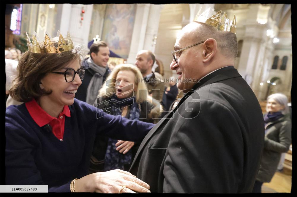 Exclusive - Rachida Dati at Galette Des Rois Celebration in Eglise Saint Francois Xavier - Paris