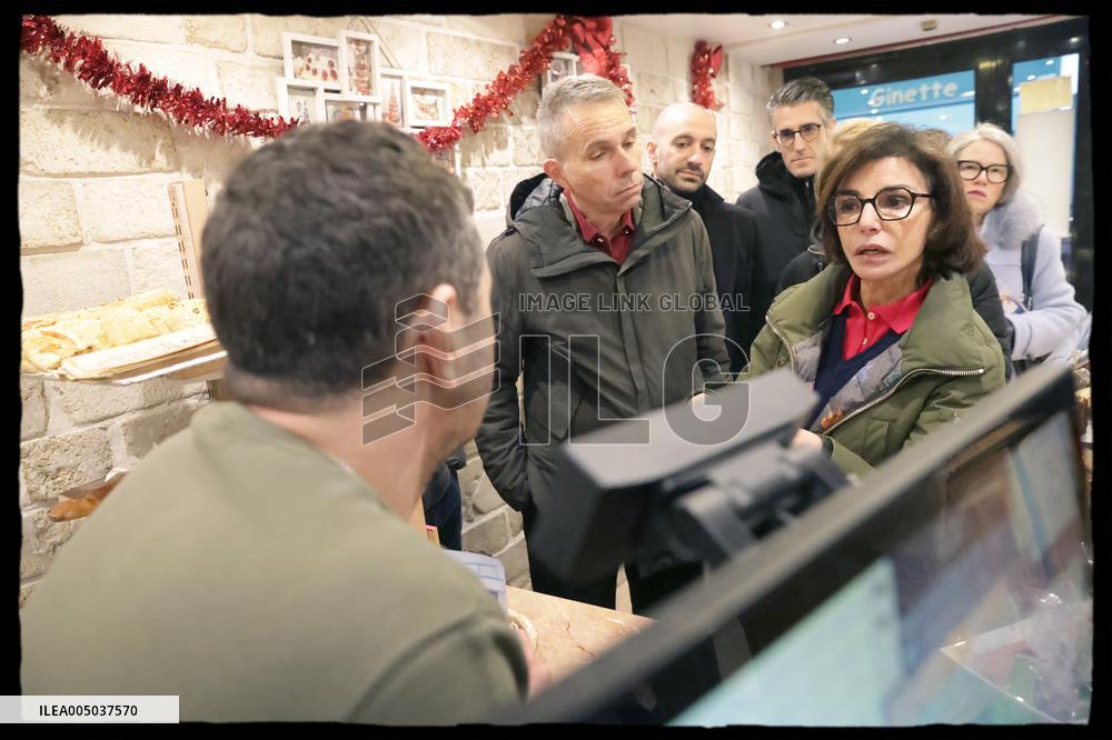 Exclusive - Walking Tour with Rachida Dati In Rue d'Auteuil - Paris