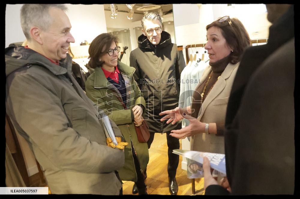 Exclusive - Walking Tour with Rachida Dati In Rue d'Auteuil - Paris