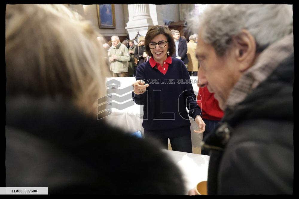 Exclusive - Rachida Dati at Galette Des Rois Celebration in Eglise Saint Francois Xavier - Paris