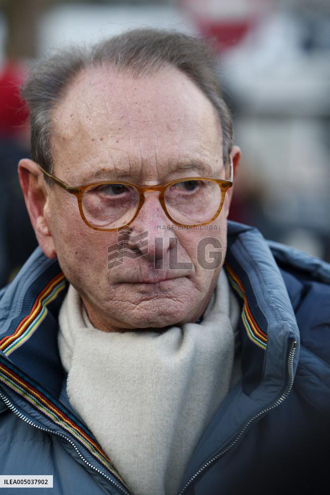 Emmanuel Gregoire and Bertrand Delanoe During A Campaign Visit - Paris