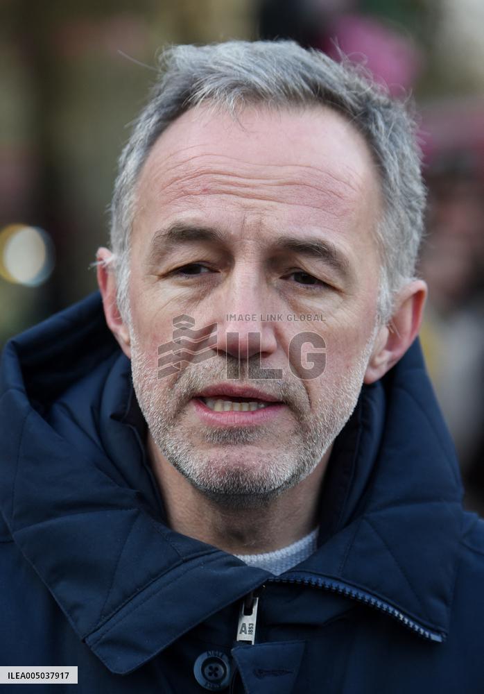 Emmanuel Gregoire and Bertrand Delanoe During A Campaign Visit - Paris