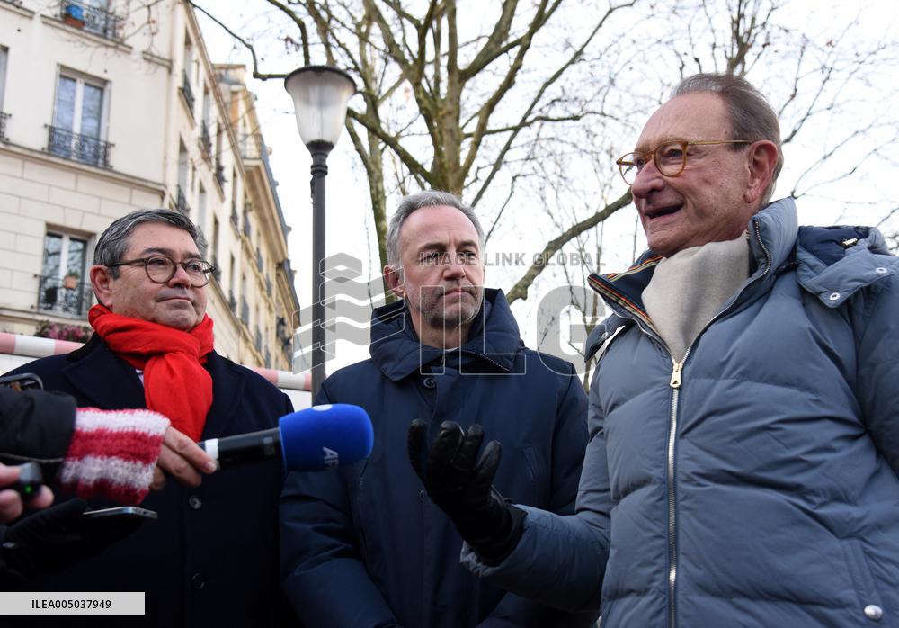 Emmanuel Gregoire and Bertrand Delanoe During A Campaign Visit - Paris