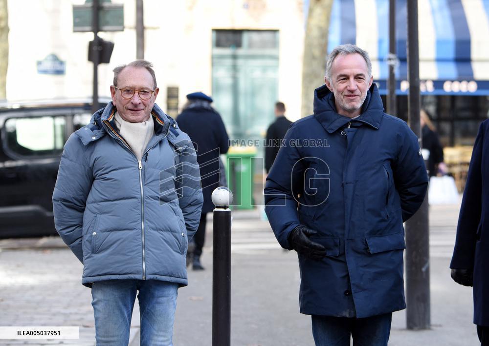 Emmanuel Gregoire and Bertrand Delanoe During A Campaign Visit - Paris