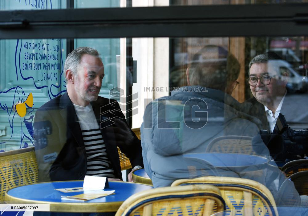 Emmanuel Gregoire and Bertrand Delanoe During A Campaign Visit - Paris
