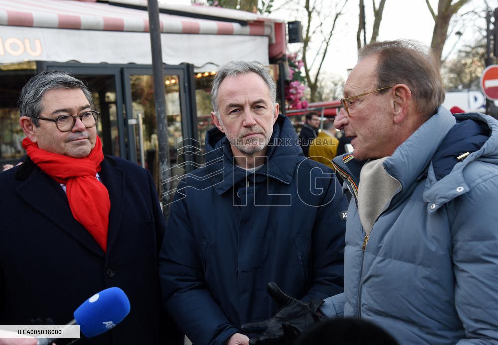 Emmanuel Gregoire and Bertrand Delanoe During A Campaign Visit - Paris