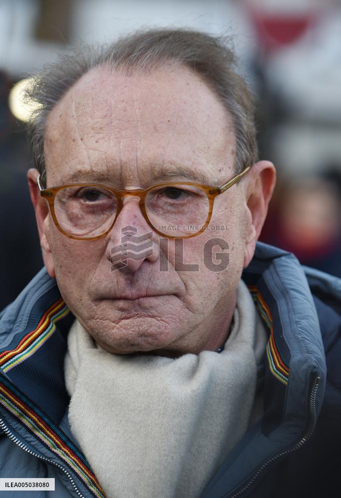 Emmanuel Gregoire and Bertrand Delanoe During A Campaign Visit - Paris
