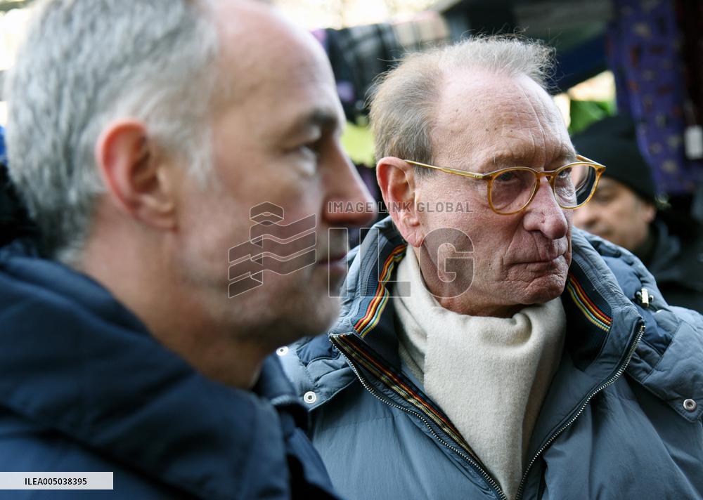 Emmanuel Gregoire and Bertrand Delanoe During A Campaign Visit - Paris