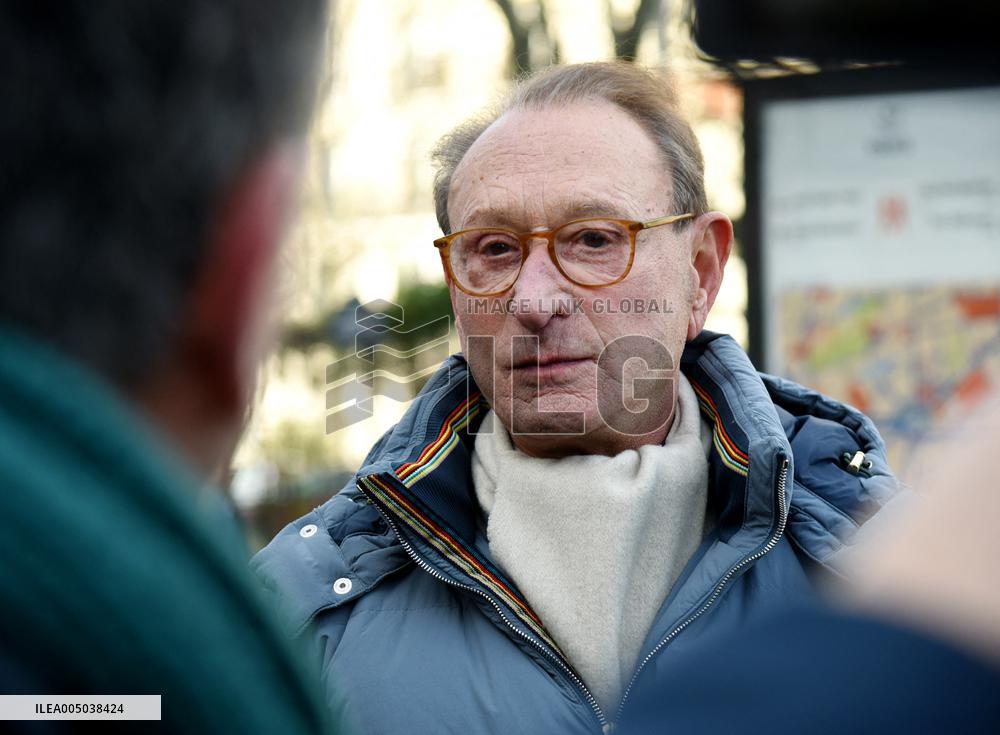 Emmanuel Gregoire and Bertrand Delanoe During A Campaign Visit - Paris