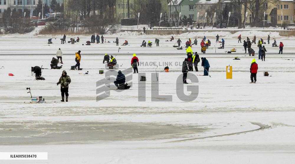 Fishermen at winter
