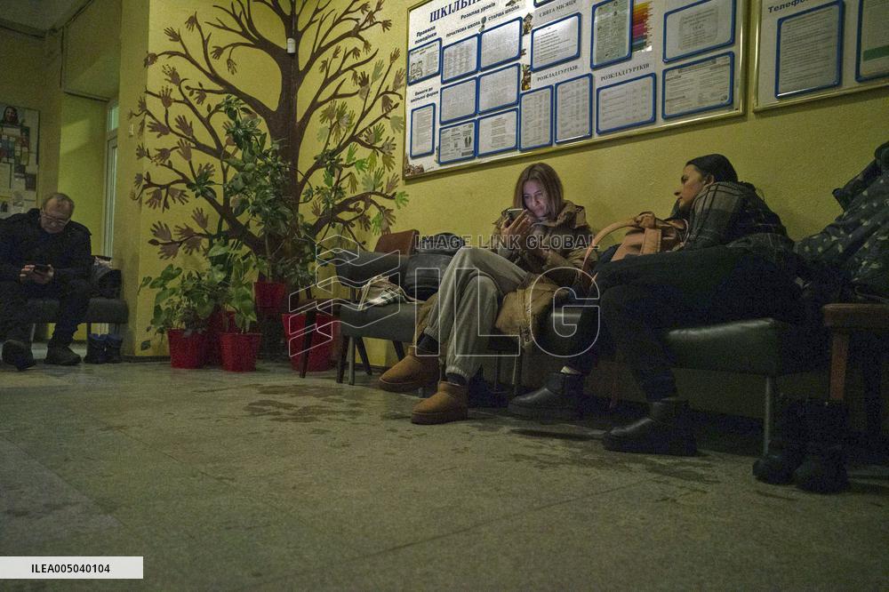 Evacuation center in Kyiv