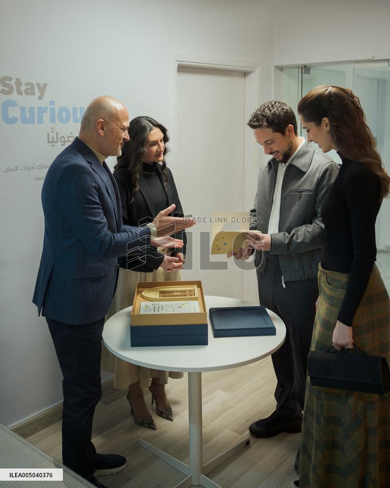 Prince Al Hussein and wife Princess Rajwa at Publishing House - Amman