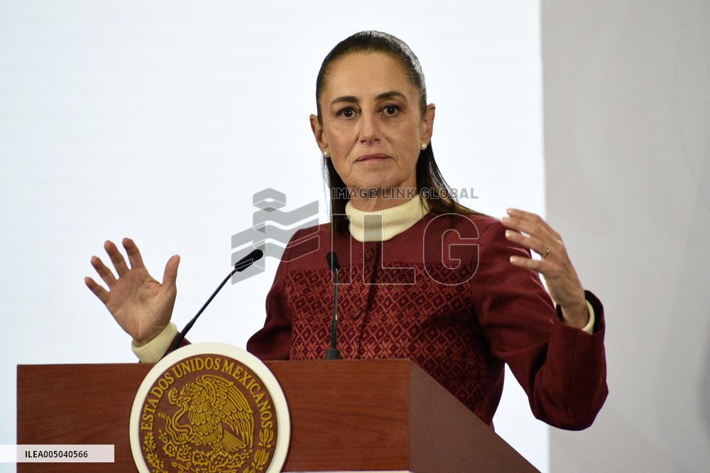 President Claudia Sheinbaum Holds Press Conference - Mexico City