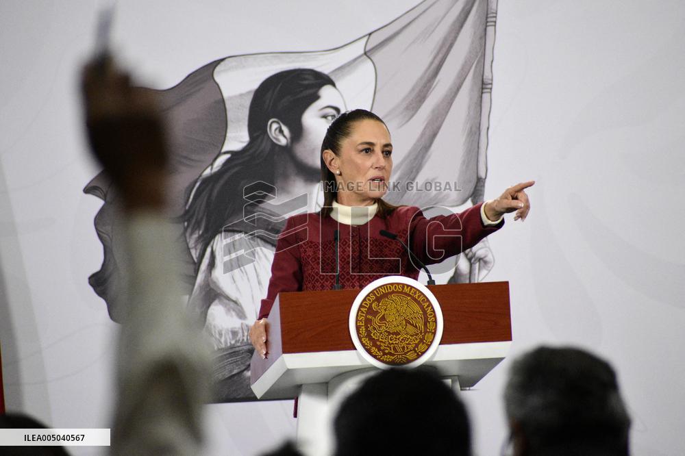 President Claudia Sheinbaum Holds Press Conference - Mexico City
