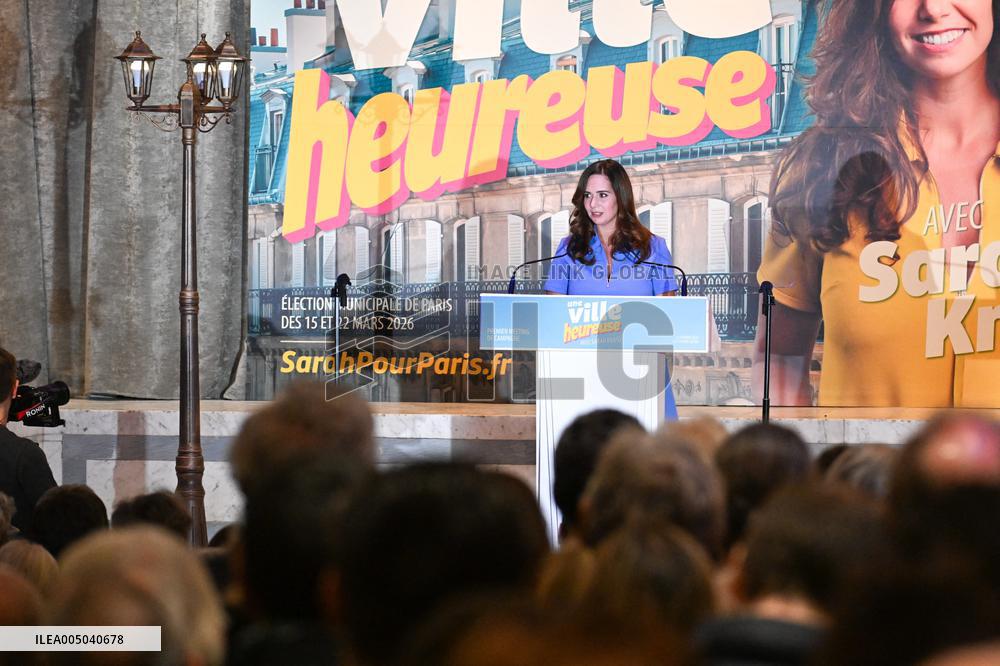 Campaign Launch of Far Right Candidate Sarah Knafo - Paris