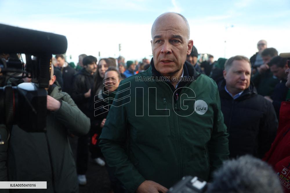 Farmers Protest with Tractors in Front Of The National Assembly - Paris