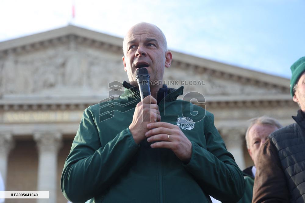 Farmers Protest with Tractors in Front Of The National Assembly - Paris