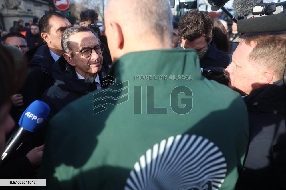 Farmers Protest with Tractors in Front Of The National Assembly - Paris