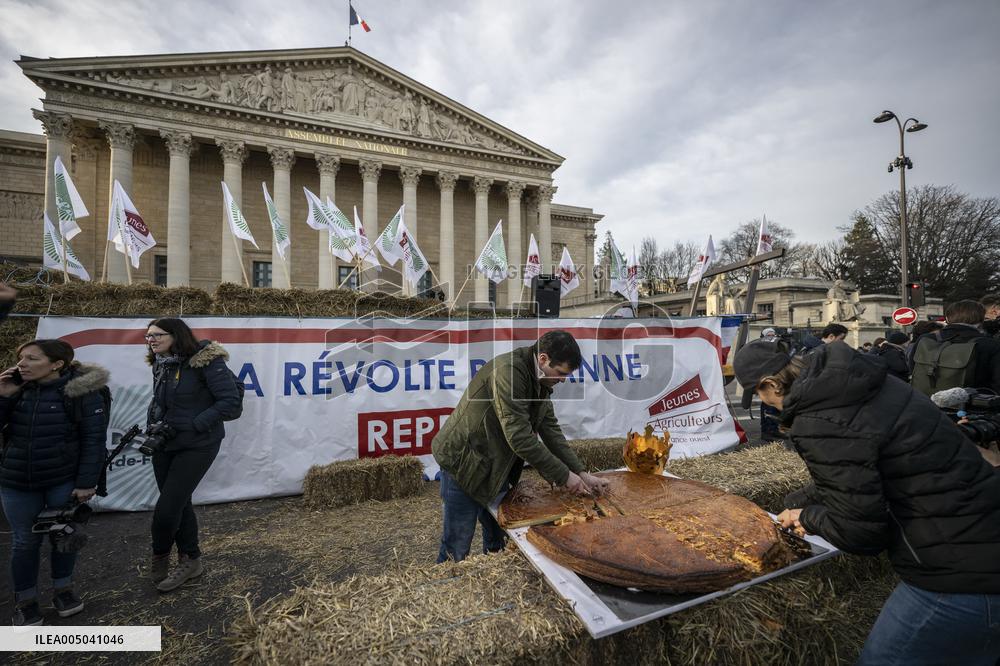 Farmers Protest with Tractors in Front Of The National Assembly - Paris