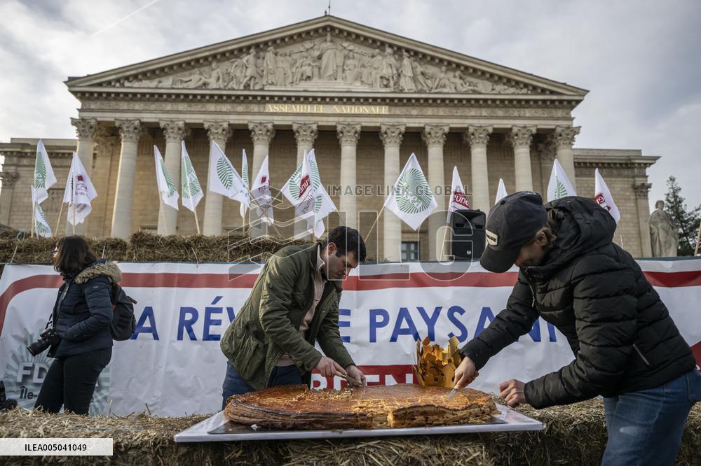 Farmers Protest with Tractors in Front Of The National Assembly - Paris