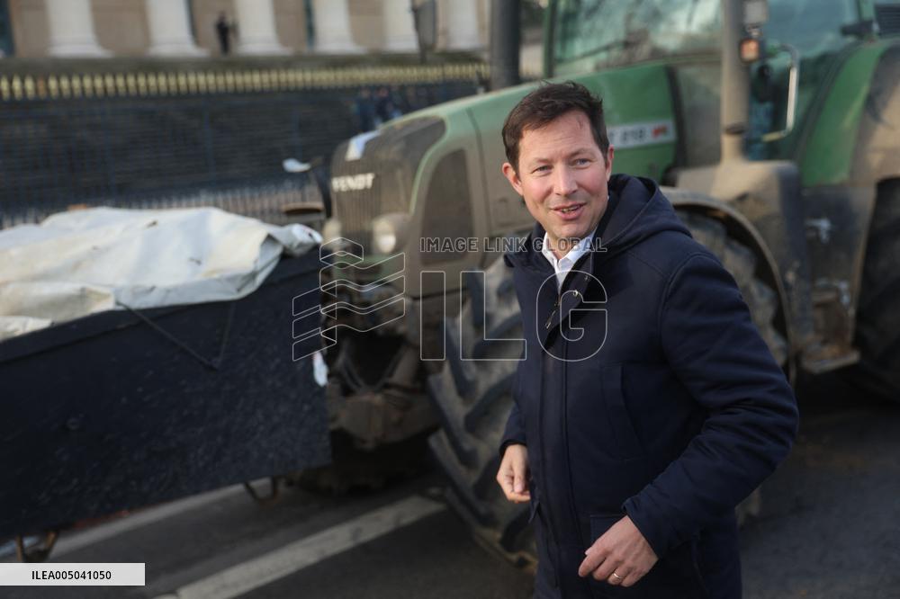 Farmers Protest with Tractors in Front Of The National Assembly - Paris