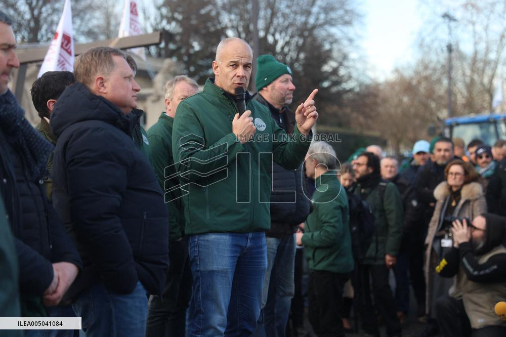 Farmers Protest with Tractors in Front Of The National Assembly - Paris