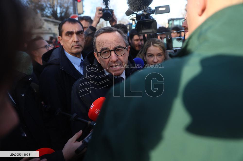 Farmers Protest with Tractors in Front Of The National Assembly - Paris