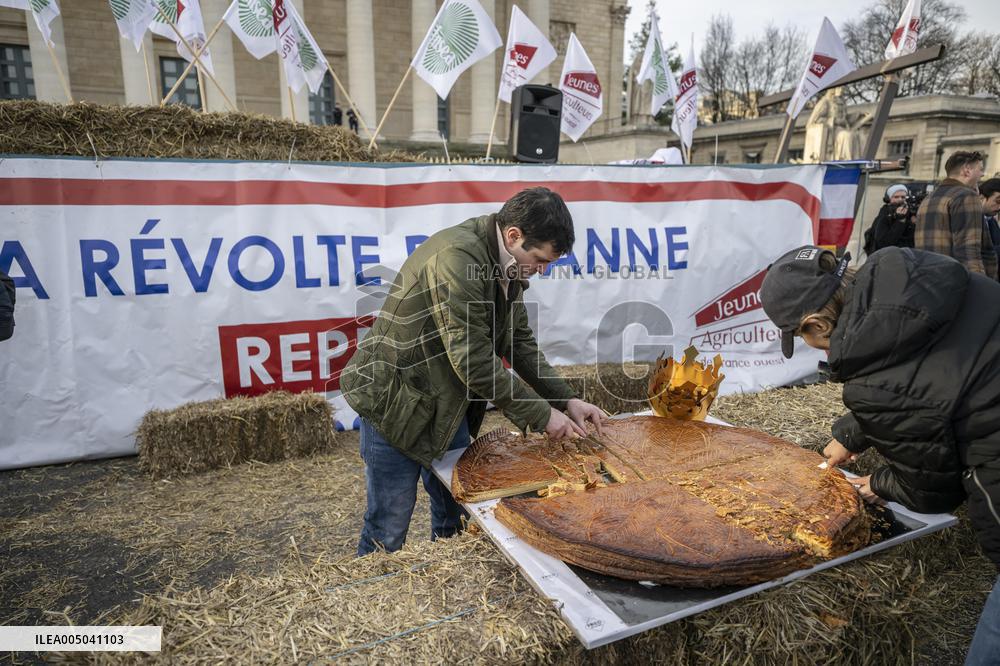 Farmers Protest with Tractors in Front Of The National Assembly - Paris